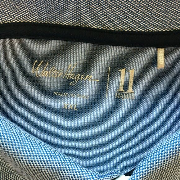 Walter Hagen 11 Majors Men's 3-Button Golf Polo Sz XXL Colorblock Blue and White - Picture 11 of 15